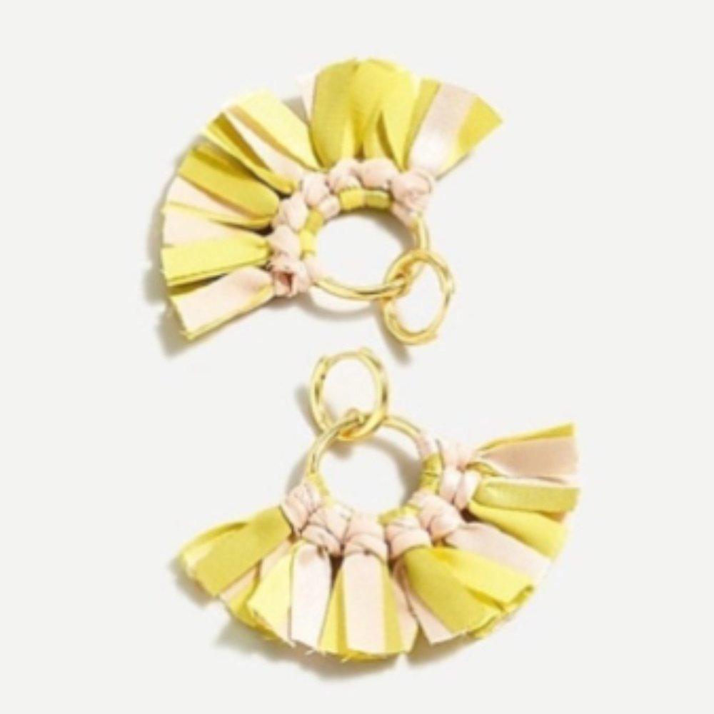 J. Crew fabric fan statement earrings NEW - Picture 1 of 2